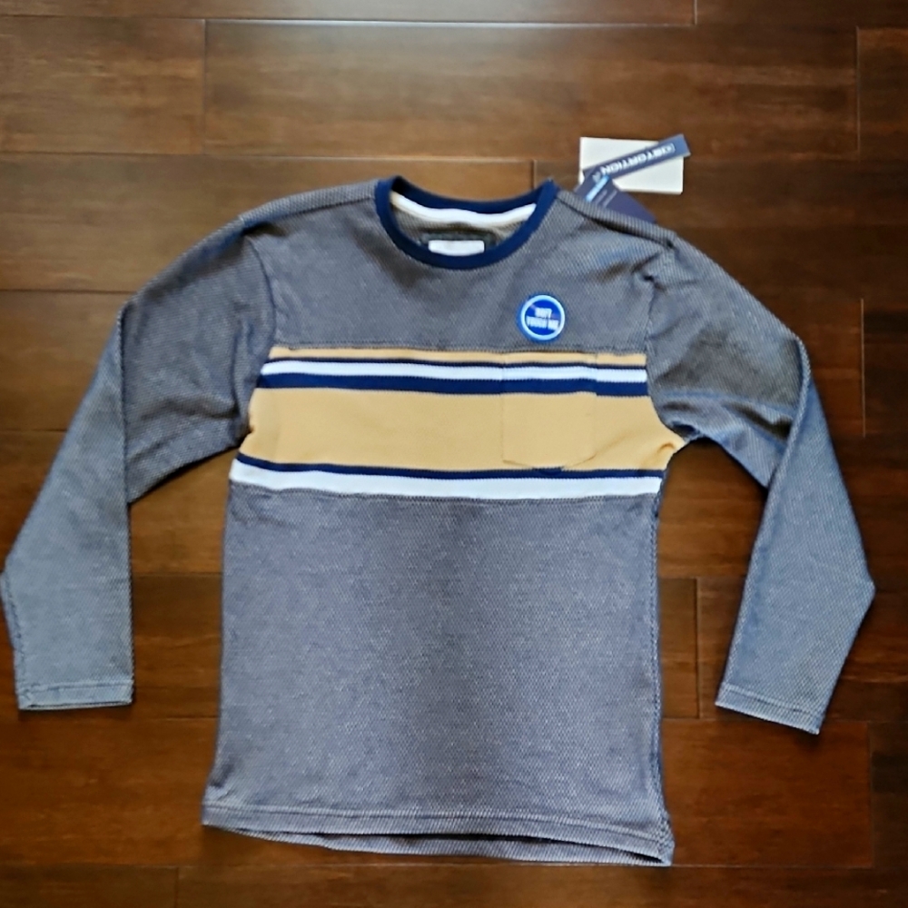Boys Long Sleeve Stortion Striped Shirt - Activewear Medium M NWT